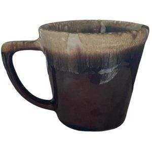 Vtg McCOY brown drip glaze D handle ceramic MCM mug 8oz